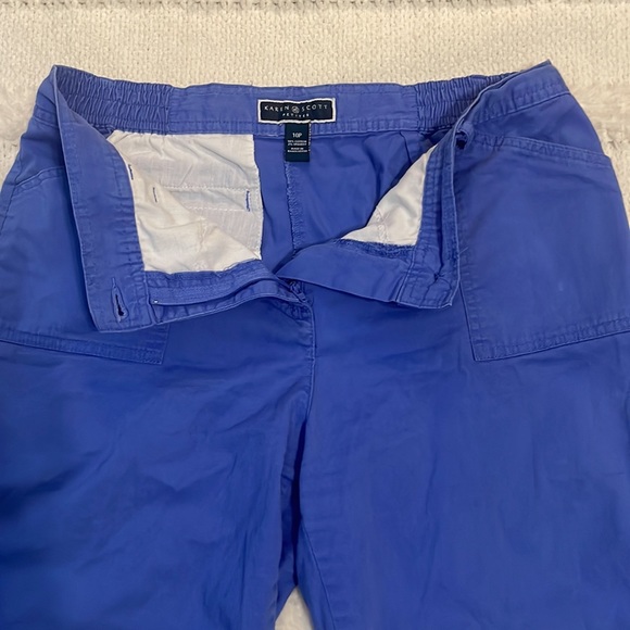 Karen Scott Bermuda shorts light blue pockets back elastic waist cotton size 10P - Picture 7 of 11